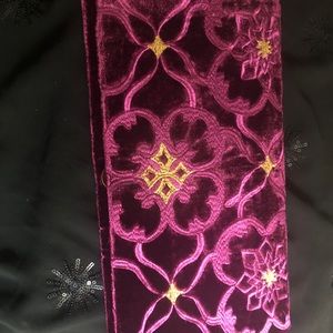 Purple velvet fabric clutch